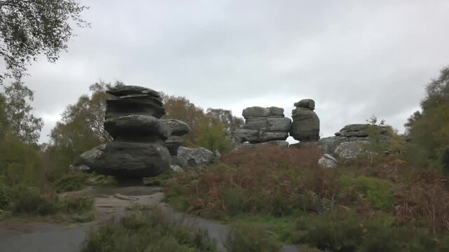 large stone collections standing for tourists to explore at Brimham rocks