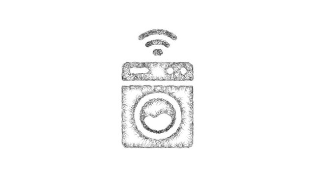 Sketch smart washing machine icon animation - smooth progressive reveal