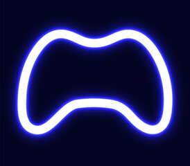 Neon Game Controller Icon Blue Glow Gaming Symbol © Shabekunnahar