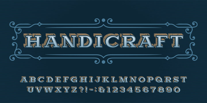Handicraft dirty alphabet font. Hand drawn vintage letters and numbers with ampersand. Stock vector typescript for typography, headlines, type design, and retro poster sets.