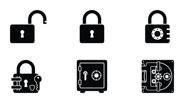 vector lock set on white background