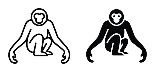 simple black and white monkey sitting pose icons © Farhanaz
