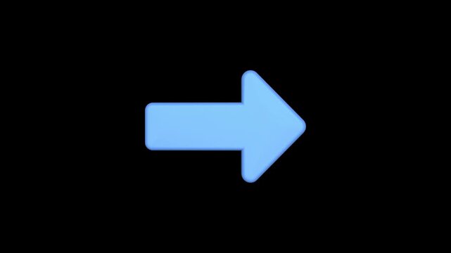 3D animation blue right arrow icon