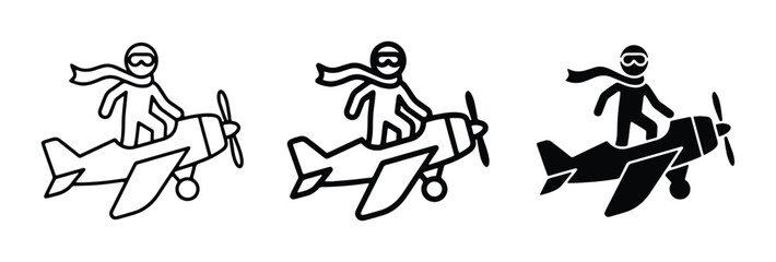 vector airplane pilot icons set on white background © Farhanaz