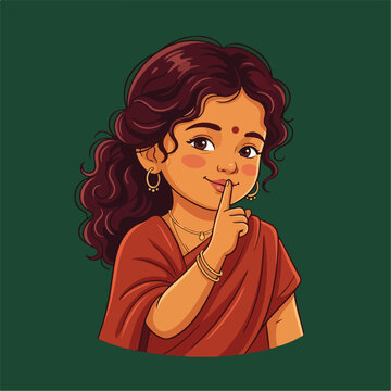 Indian woman gesturing silently.