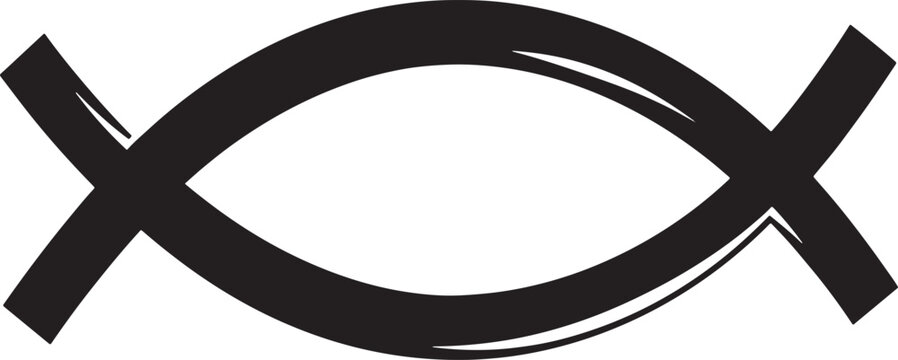 Modern religious symbol fish with crossed lines design illustration