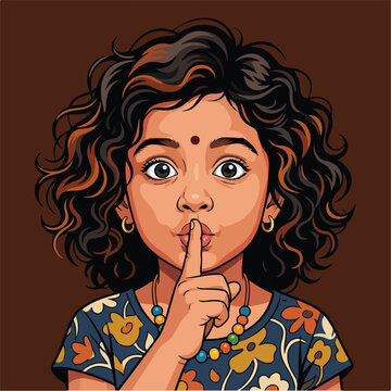 Little Girl Shhh Gesture Face.