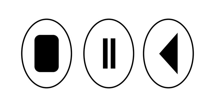  Play and pause buttons - vector icon illustration design. Video Audio Player. Player Button set icon symbol &ndash; vector. Play and pause vector button black icons isolated on transparent . EPS 10 .