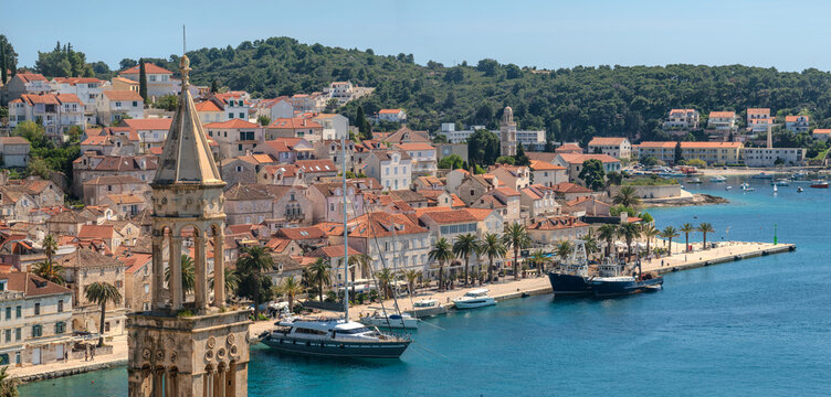 panoramic view of the town of Hvar on the island of Hvar in the Adriatic Sea