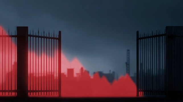 closed factory gates representing economic slowdown