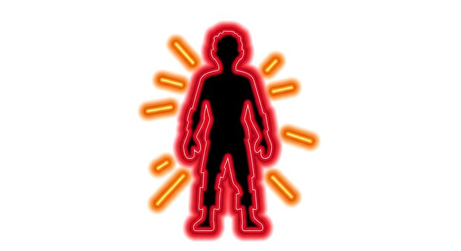 human energy flow glowing red silhouette
