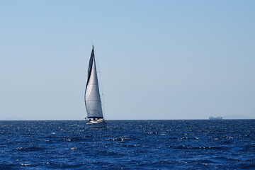 Fototapeta premium Sailing ship yacht in Aegean Sea. Turkey