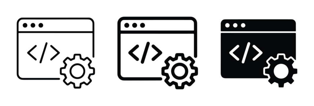 vector coding icons on white background