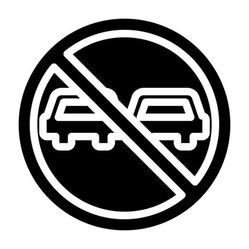No Overtaking Sign Vector Line Icon Design