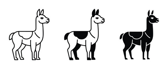 llama silhouette vector icons on white background © Ashraful