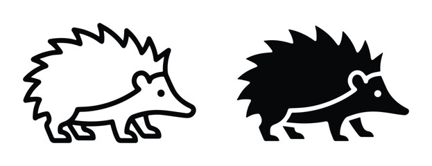 black and white cartoon hedgehogs in different styles © Saif