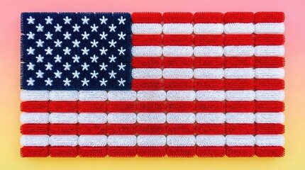 Naklejka premium American flag made of legos celebrating independence day and patriotic pride