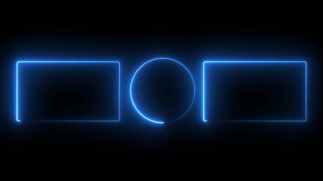Neon blue end screen overlay with animated loading circle for you tube outro and social media branding.