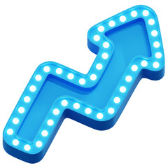 Fototapeta premium 3D Blue Zigzag Up Arrow Marquee Light Sign Board