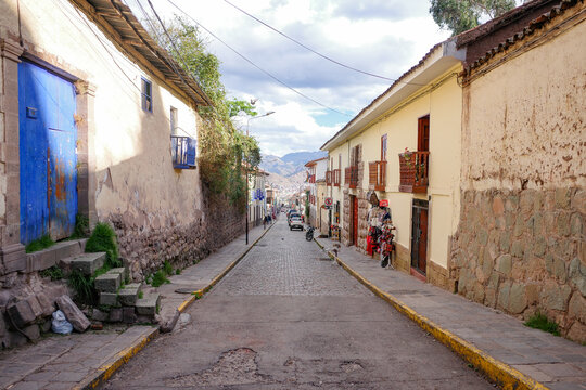 Cusco, Peru - 25 Nov 2025: back streets of the San Blas neighbourhood in Cusco, Peru