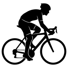 Obraz premium Minimalist vector graphic illustration of a professional cyclist riding a racing bicycle showing speed and athletic movement for sport related web design projects today