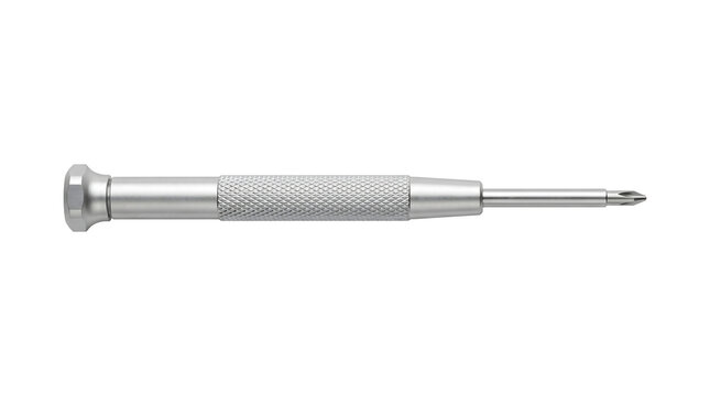 Precision jeweler's screwdriver with interchangeable bits and knurled grip for fine mechanical work
