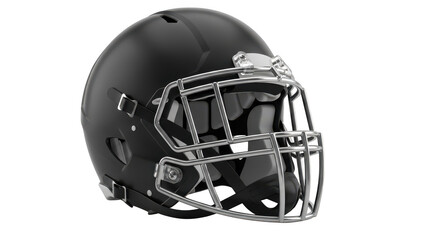Fototapeta premium Black american football helmet with metal face guard isolated on transparent background