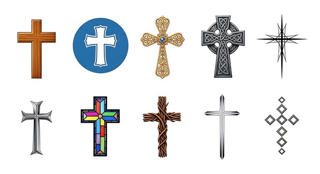 Various Christian Cross Symbols Icons.