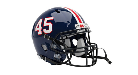 Fototapeta premium American football helmet with number 45 on navy blue background isolated on transparent background
