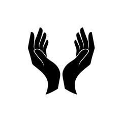 Fototapeta premium Black cupped hands silhouette icon on white background