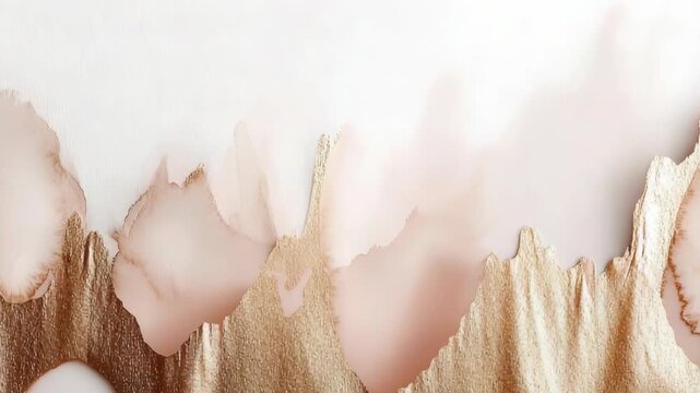 Some artists blend pink and gold paint on a canvas. They use brushes and tools to create unique patterns. The work takes place in a studio during afternoon light