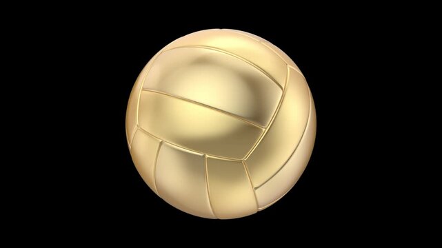 Golden volleyball ball on black background 