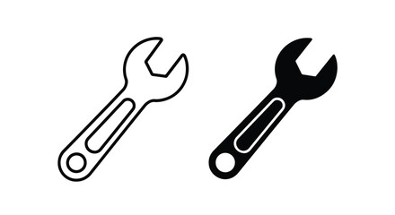 Adjustable wrench spanner vector icon set - Glyph solid icon - Editable modern style icon - Clipart, sticker - icon set - Clipart © Tahamina