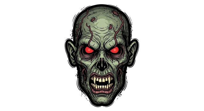 3d zombie head snarling horror illustration