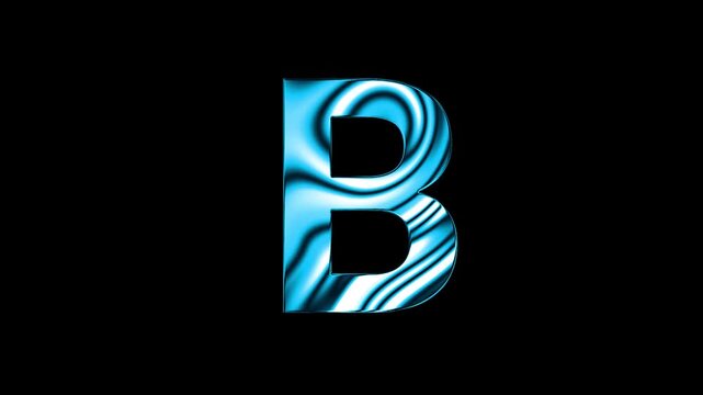 Animation of liquid glass curve line capital B text design with black background