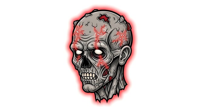 zombie skull brain activity illustration