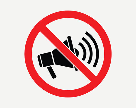 No loud noise symbol forbidden megaphone icon no noise red circle