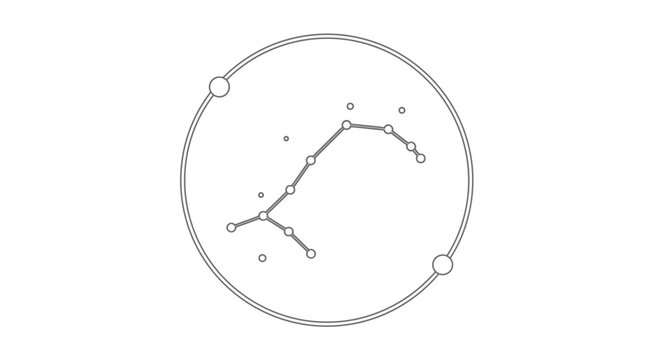 Abstract constellation pattern with connecting dots and circles on white background