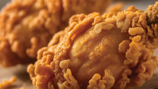 Crispy fried chicken drumstick on plate