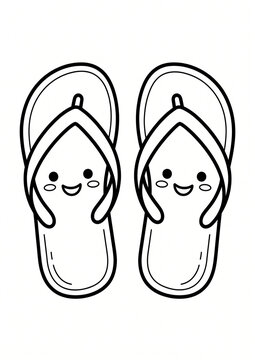 Cute Cartoon Flip Flops with Smiling Faces for Summer Fun Designs