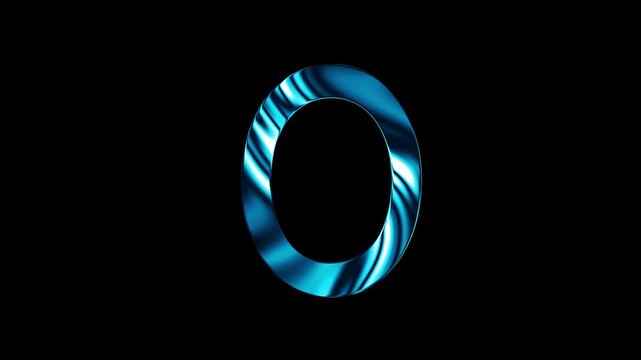Animation of liquid glass curve line capital O text design with black background