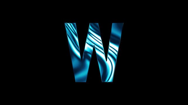 Animation of liquid glass curve line capital W text design with black background