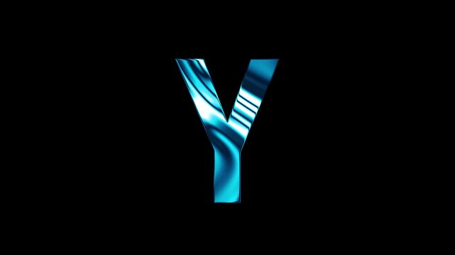 Animation of liquid glass curve line capital Y text design with black background