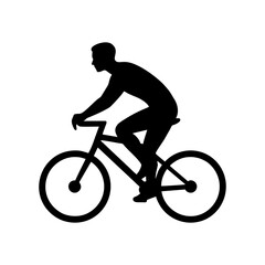 Obraz premium Cyclist Silhouette Icon - Man Riding a Bicycle Vector Illustration Isolated on White Background