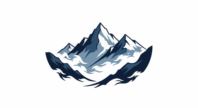 Dramatic jagged mountain peaks shrouded in mist and snow