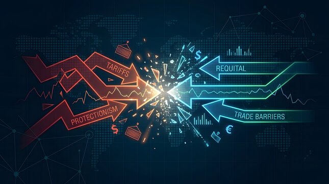 Futuristic digital brain exploding with red and blue cyber data