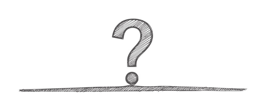 Hand drawn dark grey question mark symbol white query inquiry