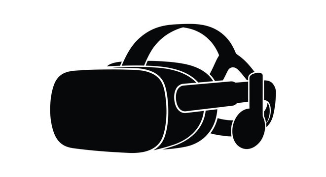 Virtual reality headset silhouette on a white background