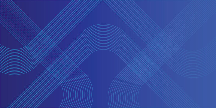 Abstract blue rounded stripe lines pattern for presentation and web design. Sleek geometric stripe background. Vector illustration.