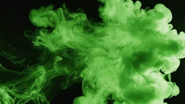 Green smoke or vapor on black background perfect for UI/UX design and motion graphics